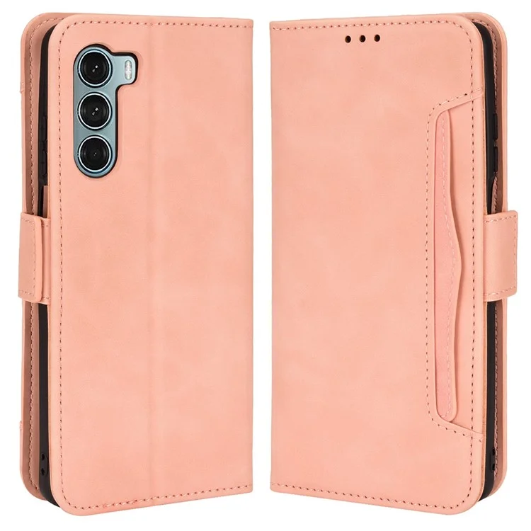 Per Motorola Moto G200 5G/Edge S30 Slot multipli per schede Tasca contante Ben protetto Custodia in pelle PU + TPU con supporto - Rosa