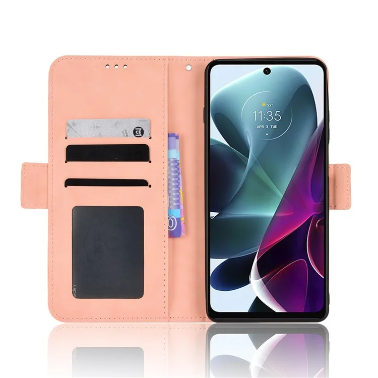 Per Motorola Moto G200 5G/Edge S30 Slot multipli per schede Tasca contante Ben protetto Custodia in pelle PU + TPU con supporto - Rosa