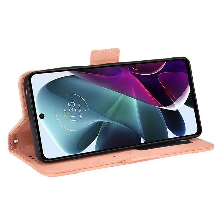 Per Motorola Moto G200 5G/Edge S30 Slot multipli per schede Tasca contante Ben protetto Custodia in pelle PU + TPU con supporto - Rosa