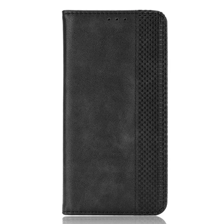 For Motorola Moto G31/G41 Magnetic Anti-fall Wallet Retro Style Imprinted Leather Phone Cover with Stand - Black