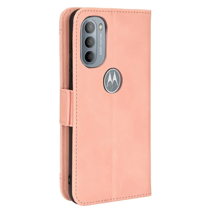 Coperchio Telefonico in Pelle PU + TPU Per Motorola Moto G31/G41, Custodia Per Slot Per Carte Multipla Con Tasca in Contanti Con Stand - Rosa