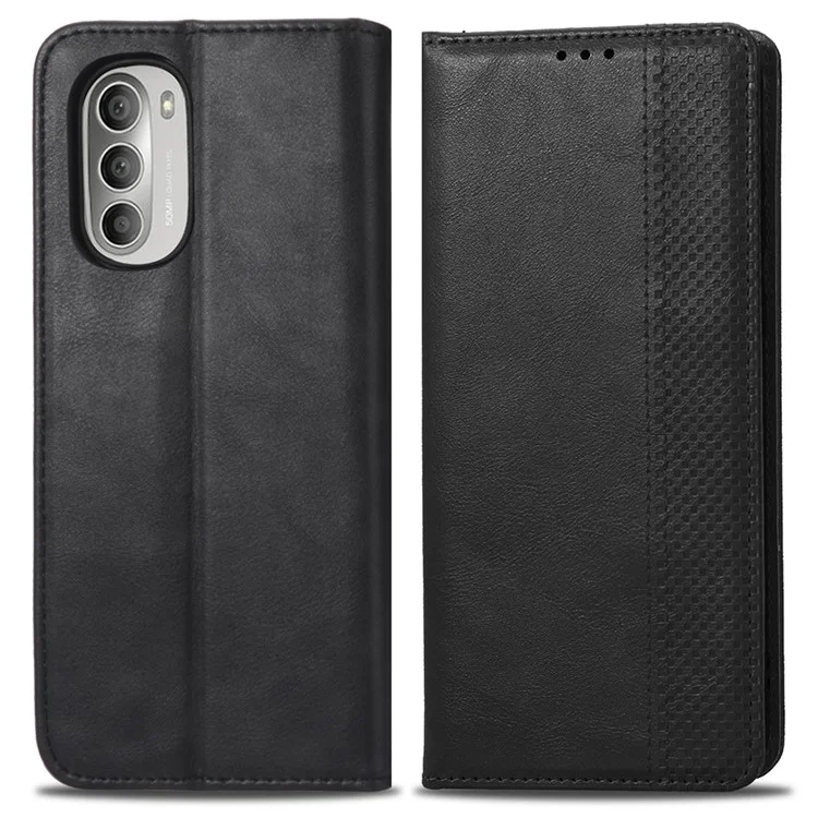 Für Motorola Moto G51 5G Fip Wallet-ständer Retro-stil Eingeprägter Kratzfestes Lederhülle Hülle Hülle - Schwarz