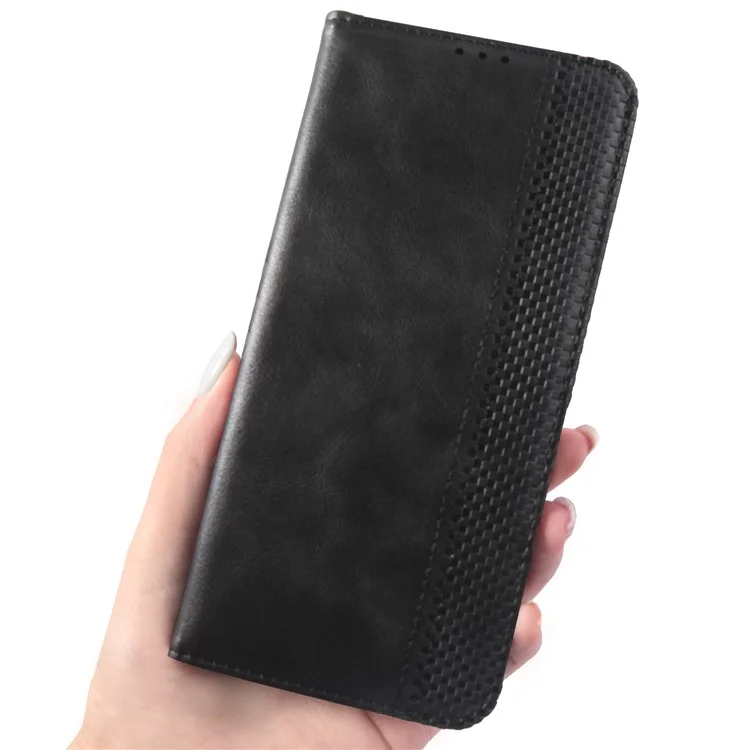 Für Motorola Moto G51 5G Fip Wallet-ständer Retro-stil Eingeprägter Kratzfestes Lederhülle Hülle Hülle - Schwarz