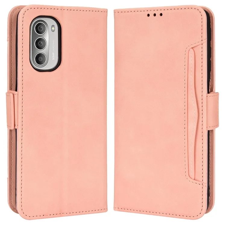 Couvercle de Poche à Sous de Cartes à Cartes Pour Motorola Moto G51 5G, Étui de Téléphone de Protection en Cuir PU Avec Support - Rose