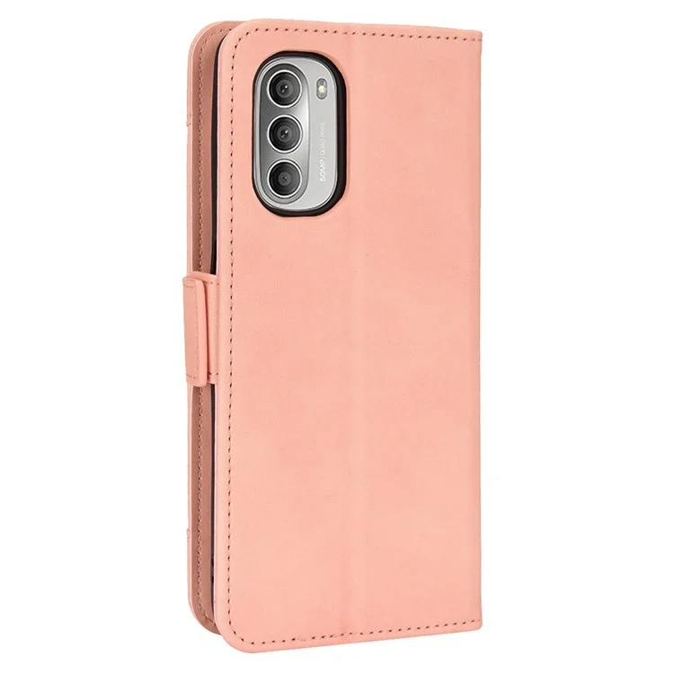 Couvercle de Poche à Sous de Cartes à Cartes Pour Motorola Moto G51 5G, Étui de Téléphone de Protection en Cuir PU Avec Support - Rose