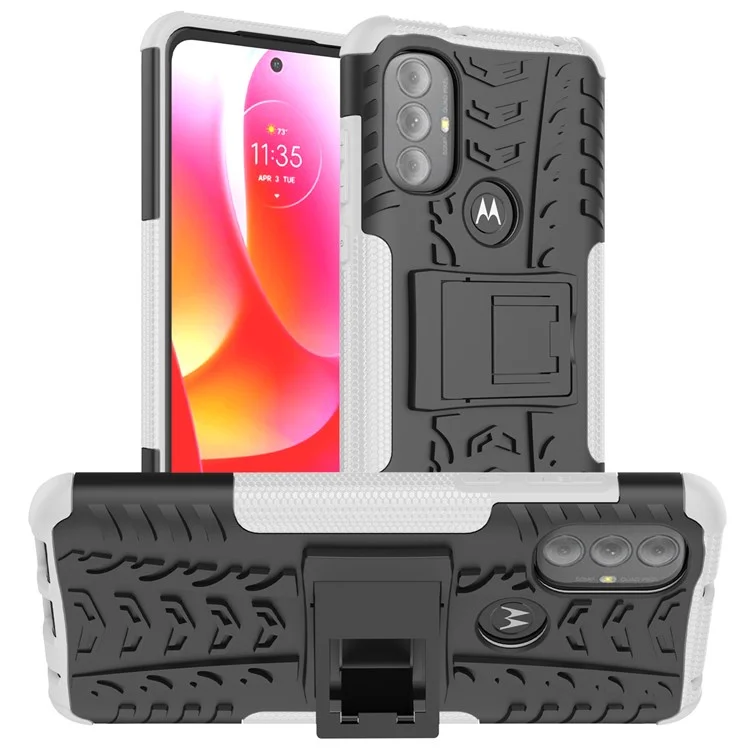 Caixa de Telefone de Textura Dos Pneus Para Motorola Moto G Power (2022), TPU Flexível Anti-Shock TPU + PC - Branco