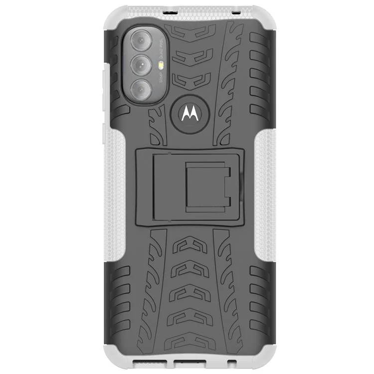 Caixa de Telefone de Textura Dos Pneus Para Motorola Moto G Power (2022), TPU Flexível Anti-Shock TPU + PC - Branco