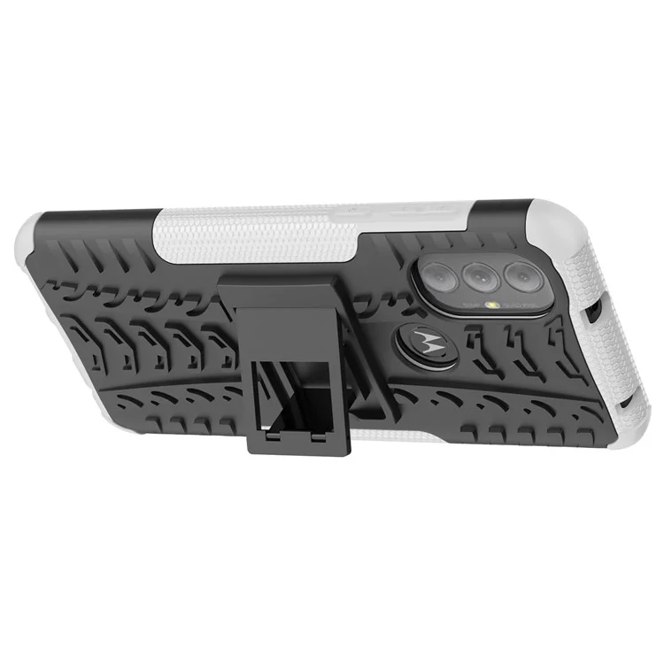 Caixa de Telefone de Textura Dos Pneus Para Motorola Moto G Power (2022), TPU Flexível Anti-Shock TPU + PC - Branco