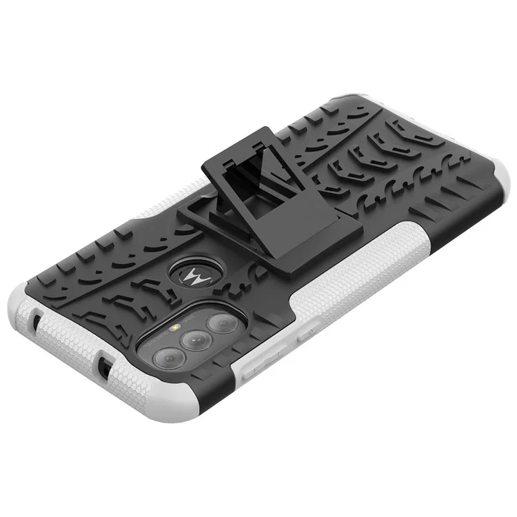 Caixa de Telefone de Textura Dos Pneus Para Motorola Moto G Power (2022), TPU Flexível Anti-Shock TPU + PC - Branco