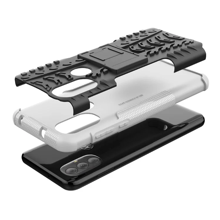 Caixa de Telefone de Textura Dos Pneus Para Motorola Moto G Power (2022), TPU Flexível Anti-Shock TPU + PC - Branco