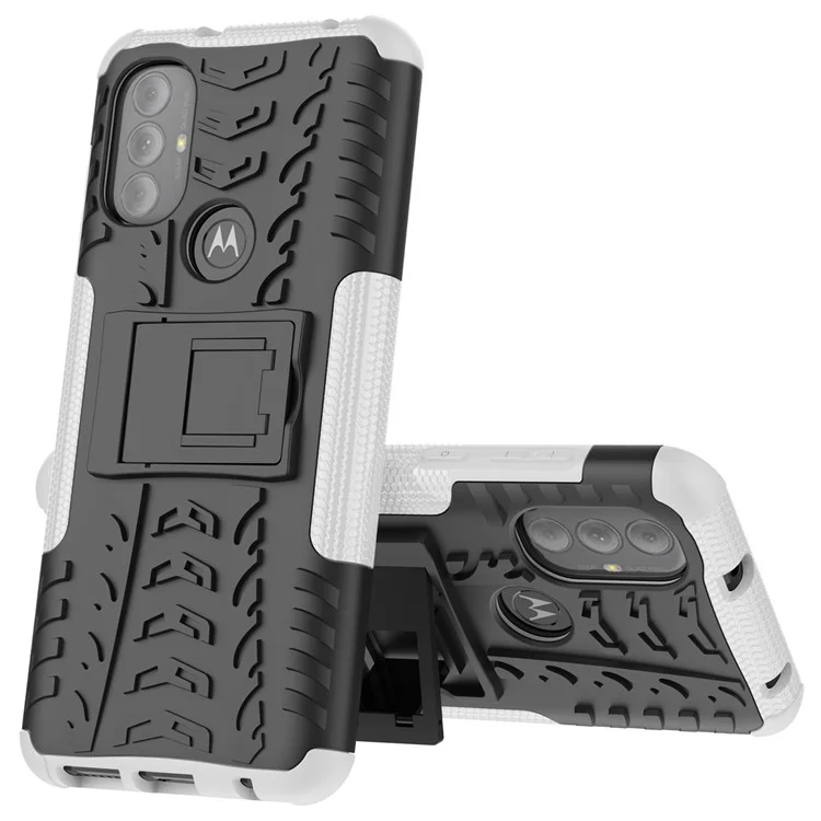 Caixa de Telefone de Textura Dos Pneus Para Motorola Moto G Power (2022), TPU Flexível Anti-Shock TPU + PC - Branco
