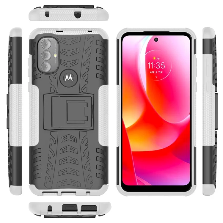 Caixa de Telefone de Textura Dos Pneus Para Motorola Moto G Power (2022), TPU Flexível Anti-Shock TPU + PC - Branco
