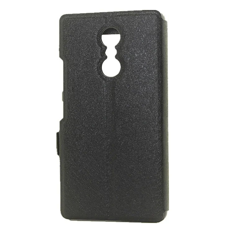 Dual View Window Silk Texture Leather Case for Lenovo K6 Note - Black