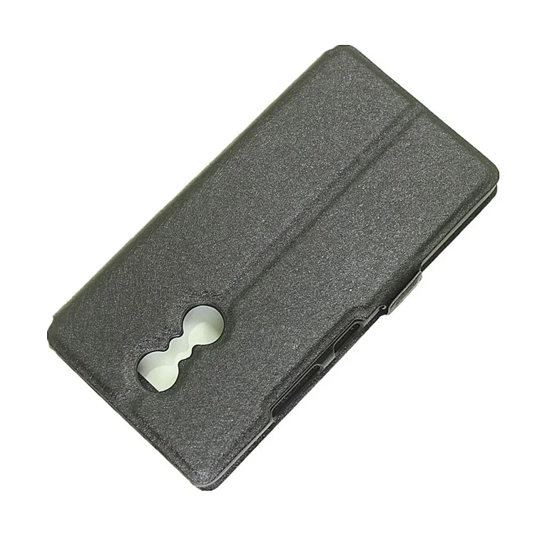 Dual View Window Silk Texture Leather Case for Lenovo K6 Note - Black