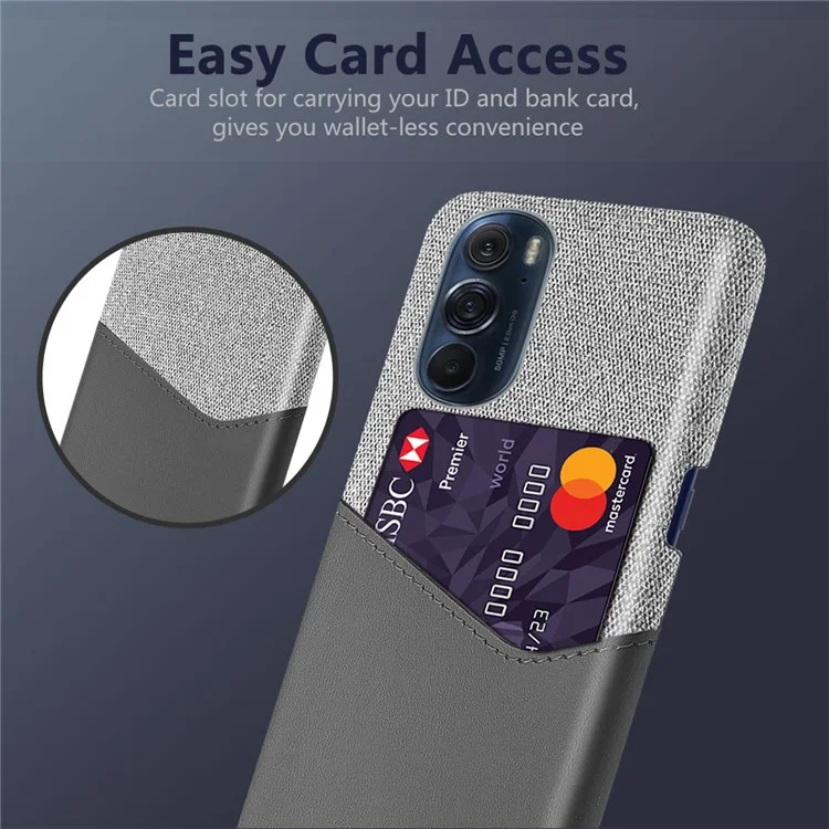 Für Motorola Edge X30 Anti-Scratch-Kartenfach-Design Cloth + PC + PU Leder Rückabdeckung - Grau