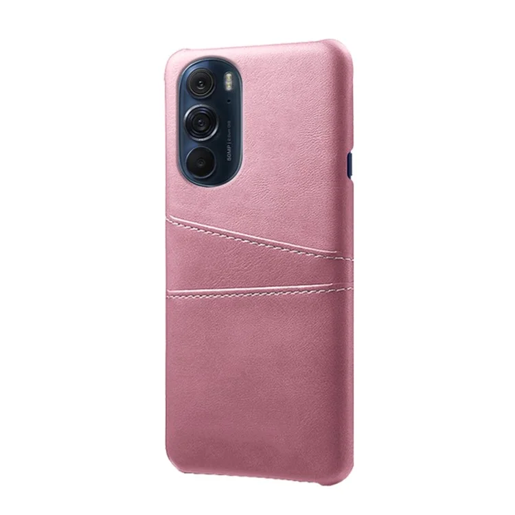 Para el Motor Delgado de la PC Dura de Cuero de PU de Motorola Edge X30 X30 Con Soporte de Tragamonedas Con 2 Ranuras Para la Tarjeta - Oro Rosa