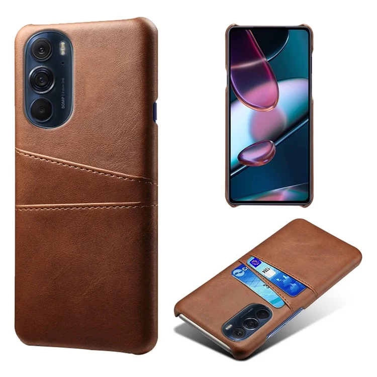 Per Motorola Edge X30 Morbido Flessibile in Pelle Flessibile PC Con Rivestimento Con Rivestimento Slim Telefono Con Supporto da 2 Schede - Marrone