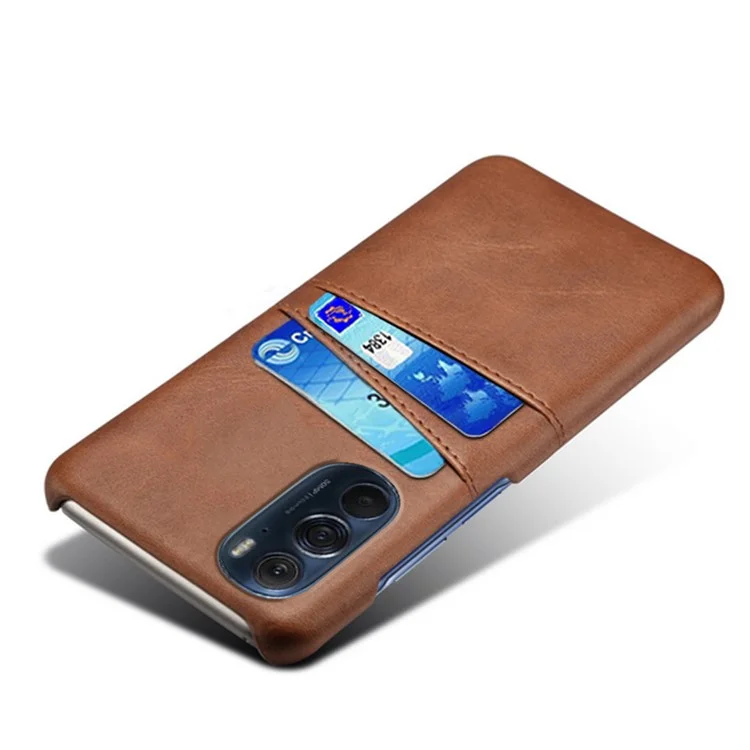 Per Motorola Edge X30 Morbido Flessibile in Pelle Flessibile PC Con Rivestimento Con Rivestimento Slim Telefono Con Supporto da 2 Schede - Marrone