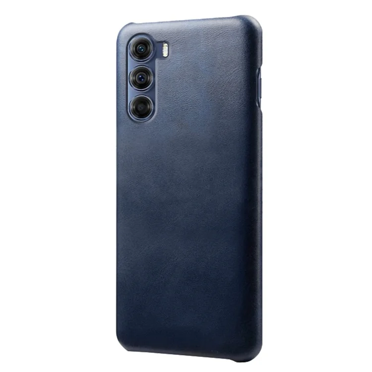 Per Motorola Edge S30 Custodia in Pelle PU Goffrata PC con Doppia Protezione - Blu