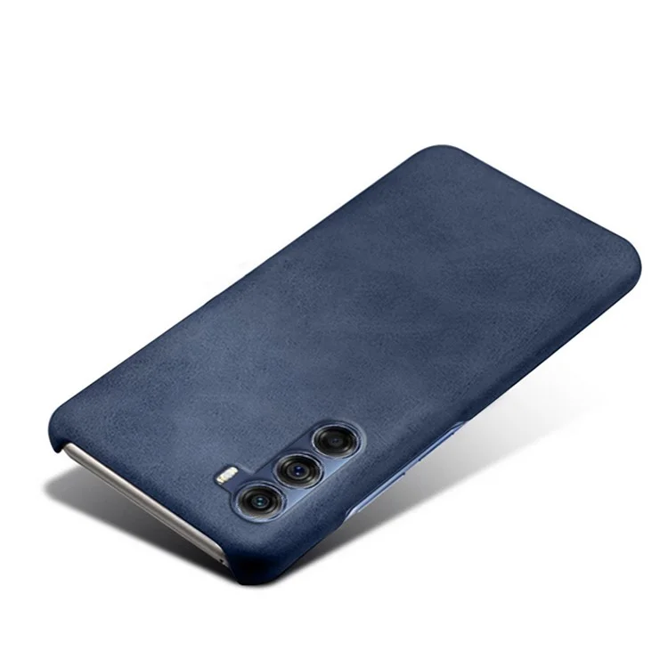 Per Motorola Edge S30 Custodia in Pelle PU Goffrata PC con Doppia Protezione - Blu