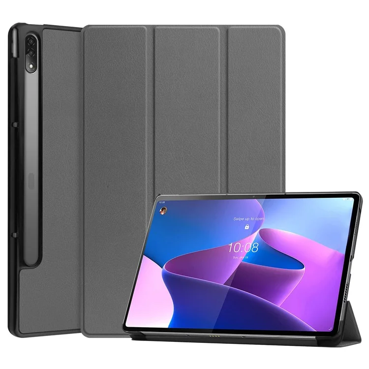 Custodia Trifold Stand per Tablet Lenovo Tab P12 Pro, Custodia Protettiva in PU + PC con Auto Wake/Sleep Smart - Grigio
