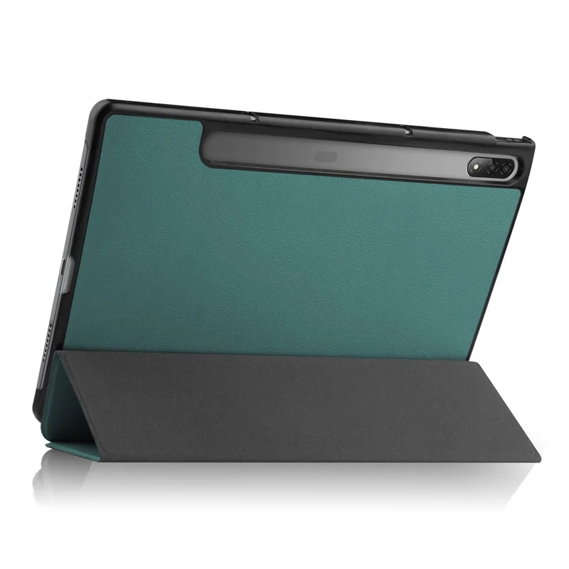 Trifold Stand Tablet Cover for Lenovo Tab P12 Pro, PU Leather + PC Protective Auto Wake/Sleep Smart Case - Green