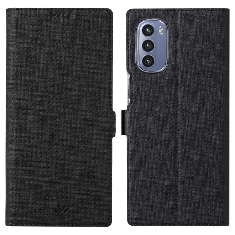 VILI K Series Stand Wallet Leather Case for Motorola Moto G Stylus 4G (2022) Double Magnetic Clasp Phone Cover - Black