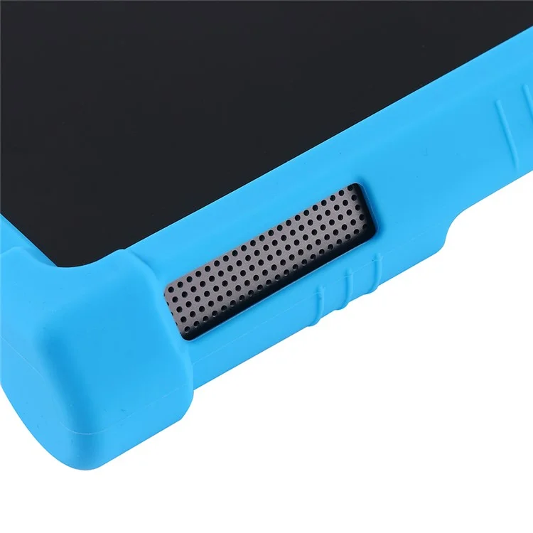 Para Lenovo Yoga Tab 11 Silicone Flexível Espessou Quatro Cantos Anti-outono Tablet Case Capa Com Kickstand Dobrável - Céu Azul