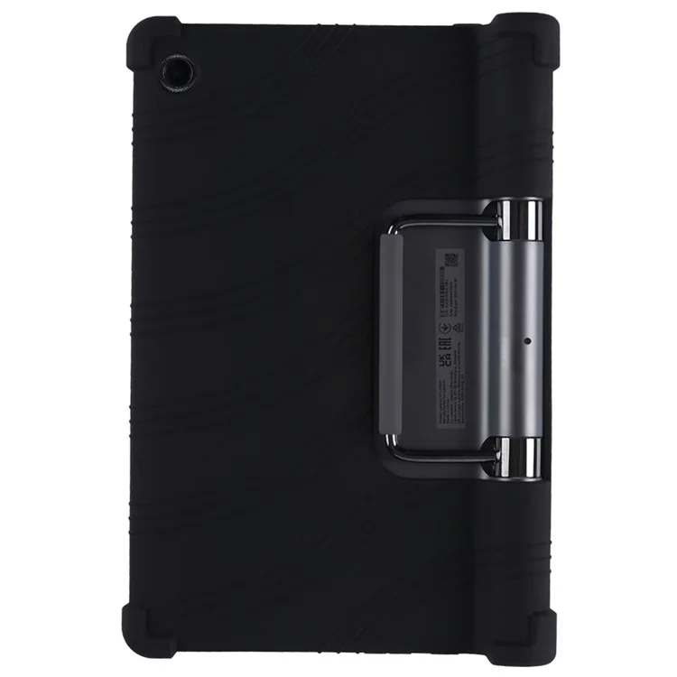 Pour Lenovo Yoga Tab 11 Flexible Silicone Thickened Four Corners Anti-fall Tablet Case Cover with Foldable Kickstand - Noir