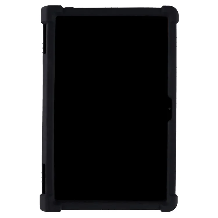 For Lenovo Yoga Tab 11 Flexible Silicone Thickened Four Corners Anti-fall Tablet Case Cover with Foldable Kickstand - Black