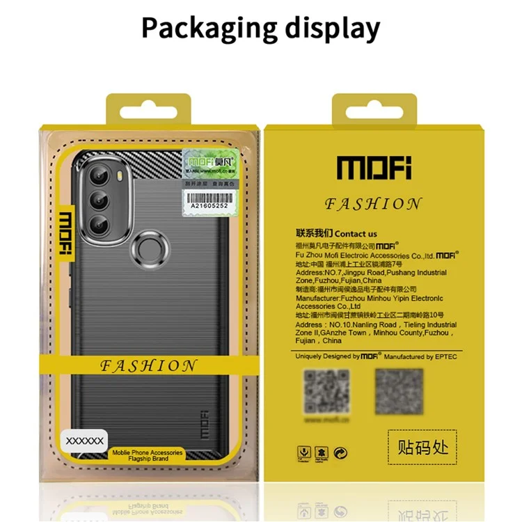 MOFI Pour Motorola Moto G71 5G Texture de Fibers de Carbon - Bleu