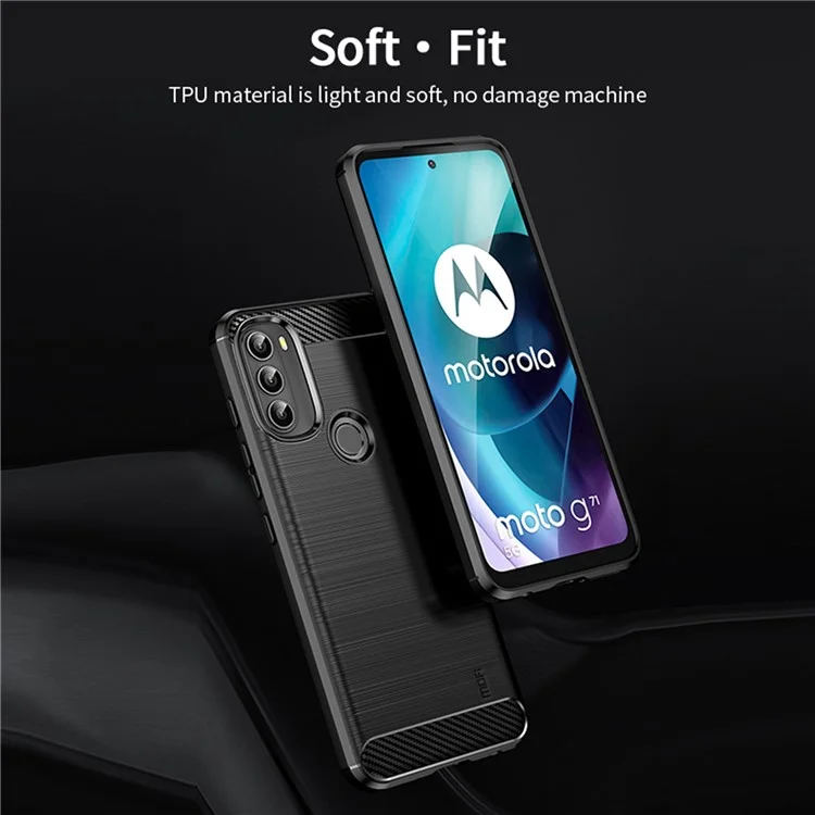 MOFI Pour Motorola Moto G71 5G Texture de Fibers de Carbon - Bleu