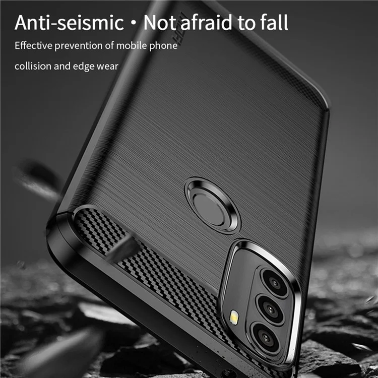 MOFI Pour Motorola Moto G71 5G Texture de Fibers de Carbon - Bleu