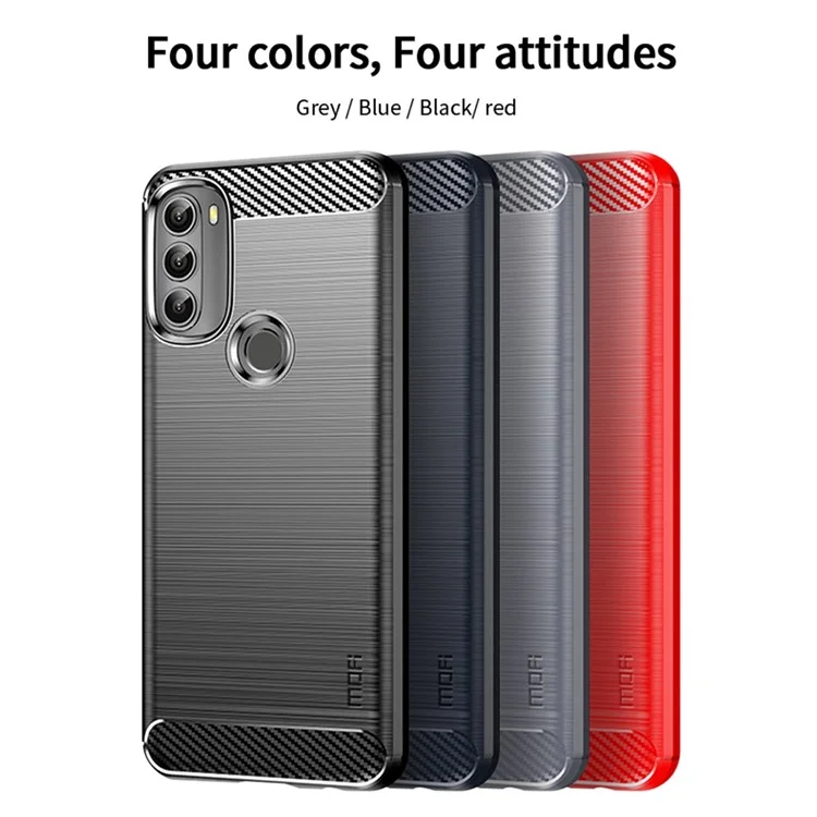 MOFI Pour Motorola Moto G71 5G Texture de Fibers de Carbon - Bleu