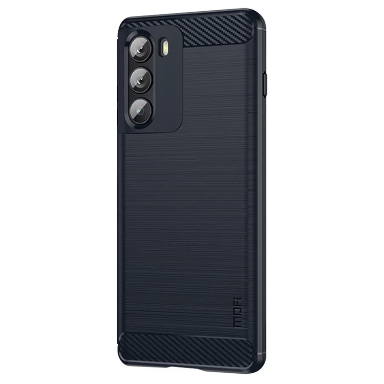 MOFI for Motorola Moto G200 5G/Edge S30 Carbon Fiber Texture TPU Phone Cover Lightweight Brushed Surface Phone Case - Blue