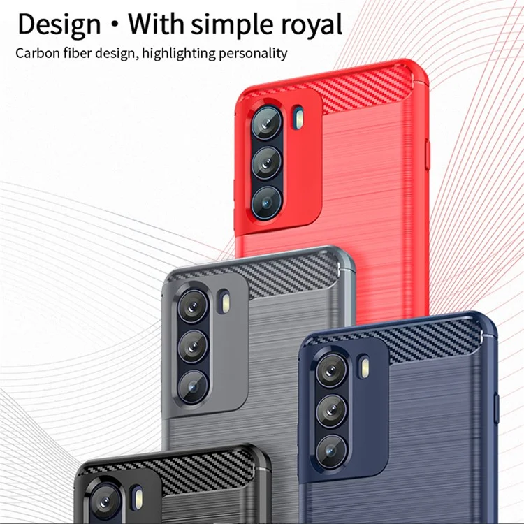MOFI for Motorola Moto G200 5G/Edge S30 Carbon Fiber Texture TPU Phone Cover Lightweight Brushed Surface Phone Case - Blue