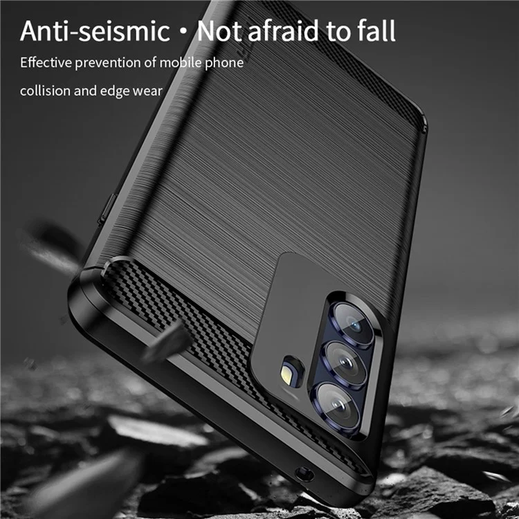 MOFI for Motorola Moto G200 5G/Edge S30 Carbon Fiber Texture TPU Phone Cover Lightweight Brushed Surface Phone Case - Blue