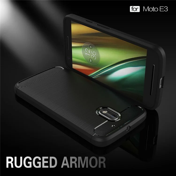 Carbon Fibre Brushed TPU Case for Motorola Moto E3 - Black