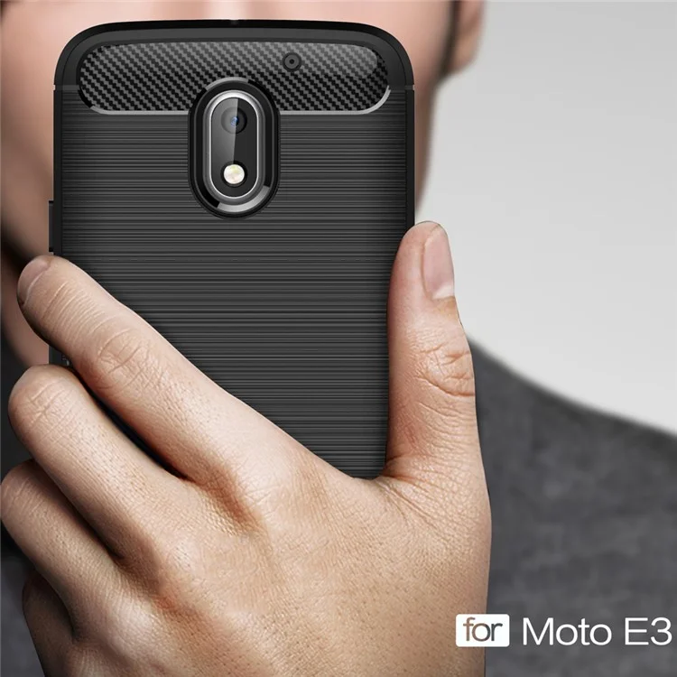 Carbon Fibre Brushed TPU Case for Motorola Moto E3 - Black