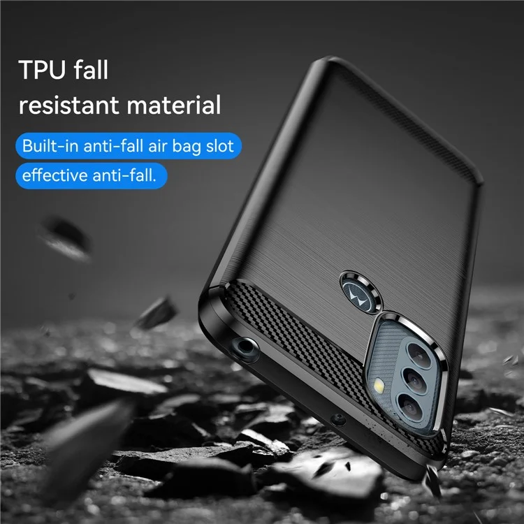 Pour Motorola Moto G31/G41 [Trou pour capteur d'empreintes au dos] Étui TPU de 1,8 mm Texture de fibre de carbone brossée - Noir