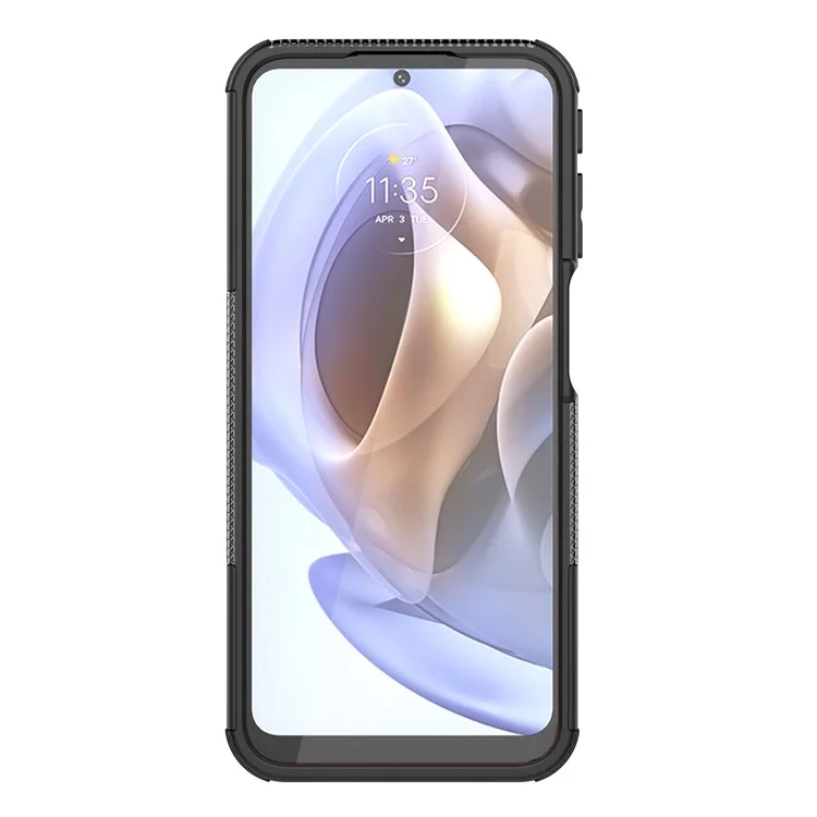 Per Motorola Moto G31 / Moto G41 PC + TPU Dual Layer Custodia con protezione da urti - Modello pneumatico con supporto - Nero