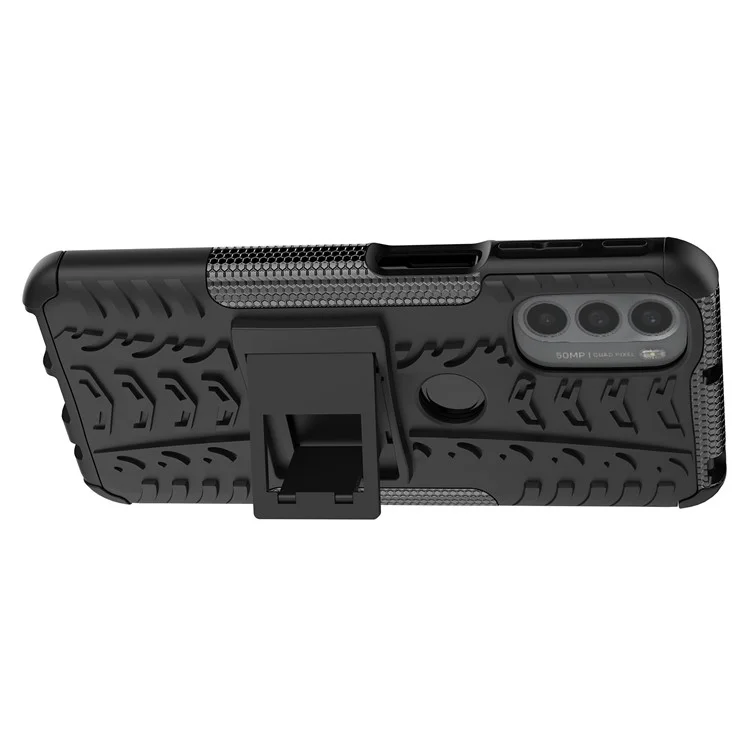 Per Motorola Moto G31 / Moto G41 PC + TPU Dual Layer Custodia con protezione da urti - Modello pneumatico con supporto - Nero