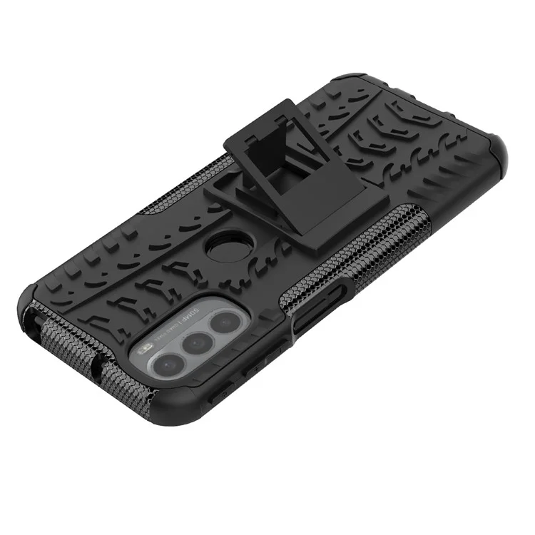 Per Motorola Moto G31 / Moto G41 PC + TPU Dual Layer Custodia con protezione da urti - Modello pneumatico con supporto - Nero