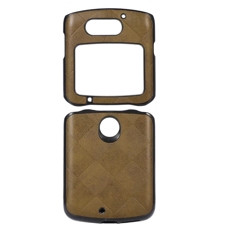 For Motorola Razr 5G Grid-struktur af PU-læder Telefoncase Hård PC + Blød TPU Beskyttende Cover - Grøn