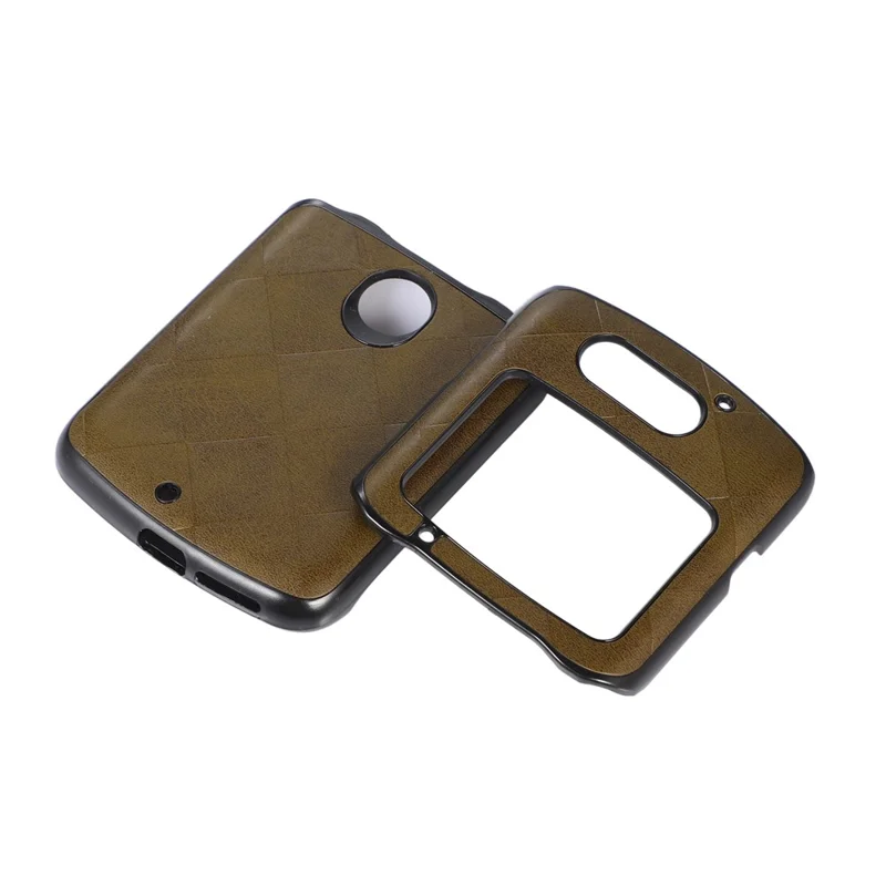 For Motorola Razr 5G Grid-struktur af PU-læder Telefoncase Hård PC + Blød TPU Beskyttende Cover - Grøn