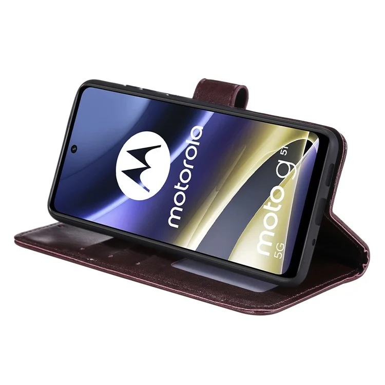 Mandala Blume Eingeprägte Telefonabdeckung Für Motorola Moto G51 5G, PU Leder Schockdet Wallet Haufen Ständer Shell Mit Handgelenkriemen - Braun