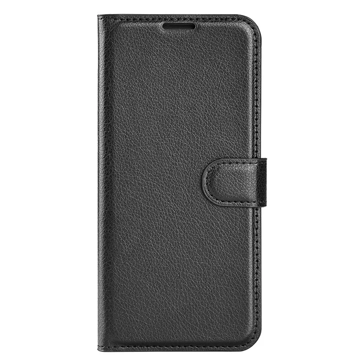 Per Motorola Moto G200 5G Litchi Texture PU Leather Flip Cover Stand Wallet Magnetic Closure Folio Book Phone Case - Black
