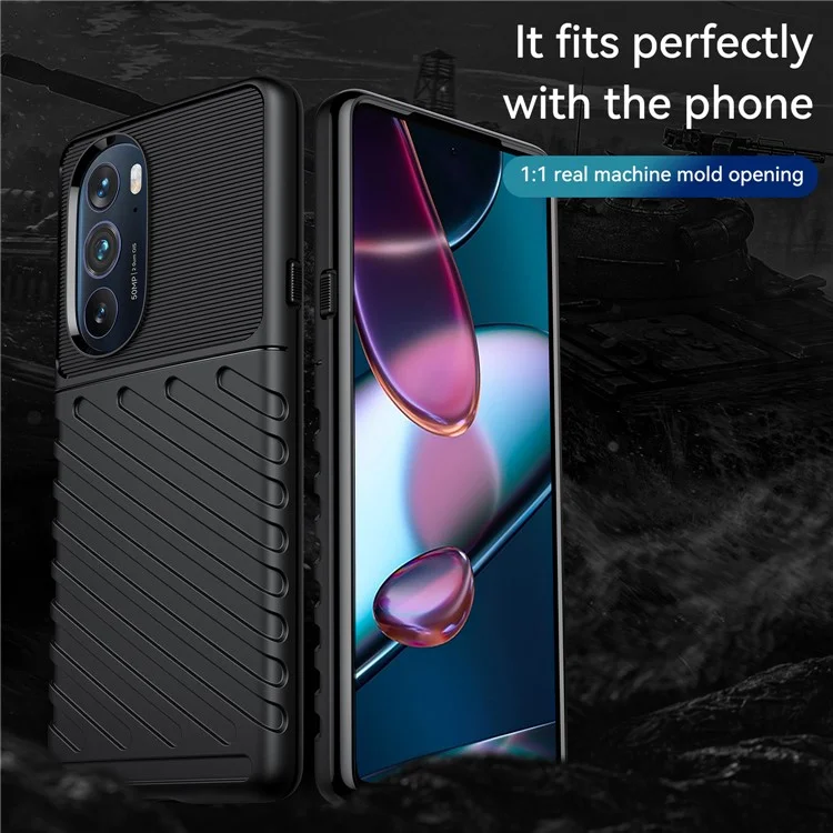 Для Motorola Edge 30 PRO Thunder Series Twild Texture Texture Tooldence Anti-Fallence Protection TPU Чехол Телефон Обложка - Чернить