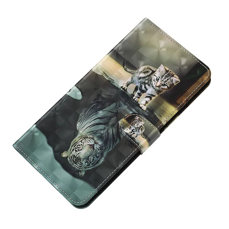 Para Motorola Moto G22 / Moto E32s 4G Funda de cartera de piel sintética con tapa y cierre magnético, con soporte, estampado 3D, correa - Gato y Tigre