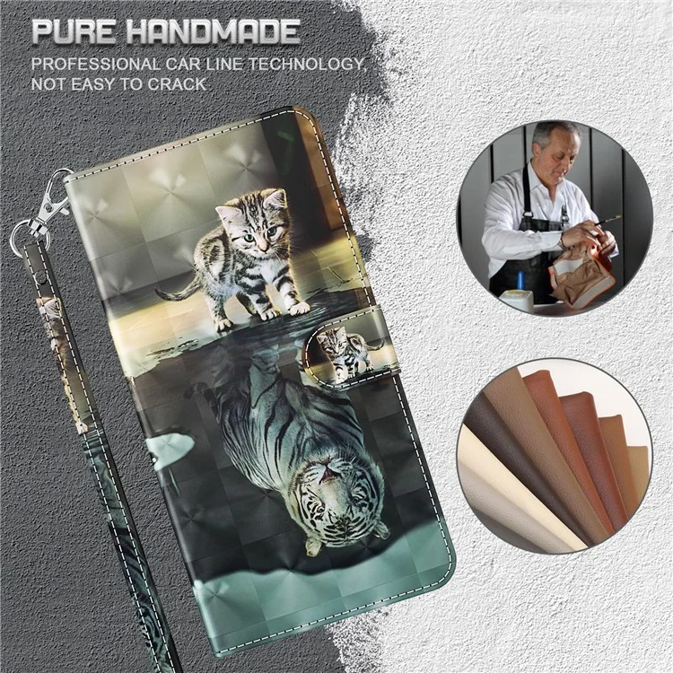 Para Motorola Moto G22 / Moto E32s 4G Funda de cartera de piel sintética con tapa y cierre magnético, con soporte, estampado 3D, correa - Gato y Tigre